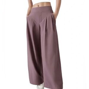 ATHLETA Brooklyn Heights High Rise Pleated Wide Leg Pant | Damask Mauve | Size 6